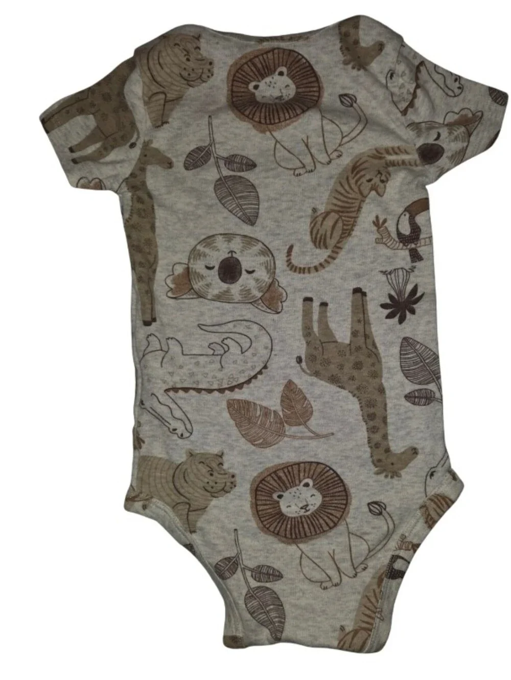 Carter's Neutral Brown & Beige Safari Animal Short-Sleeve One-Piece Bodysuit